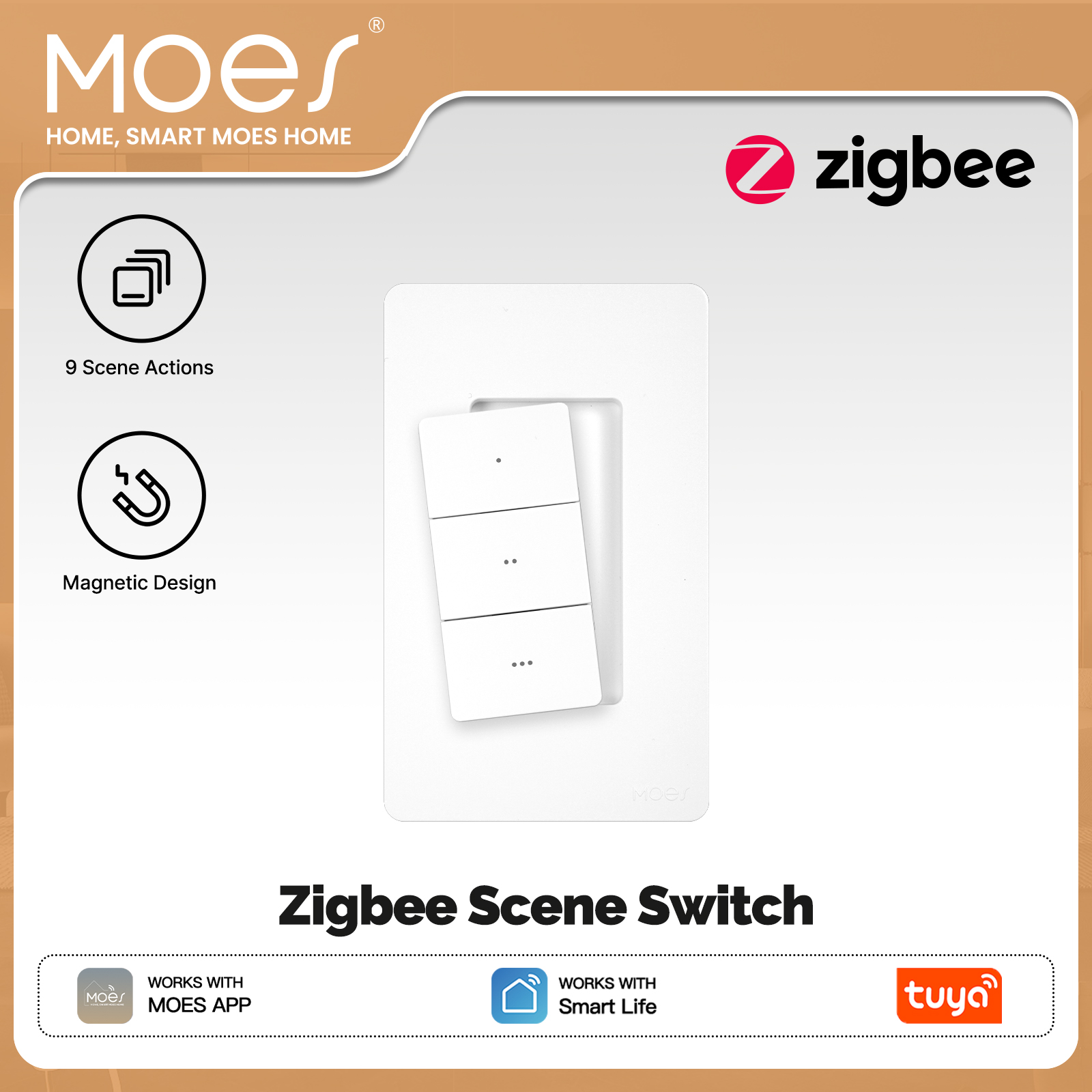 MOES Tuya Zigbee Smart Wireles - огляд і ціна Push Button Tactile